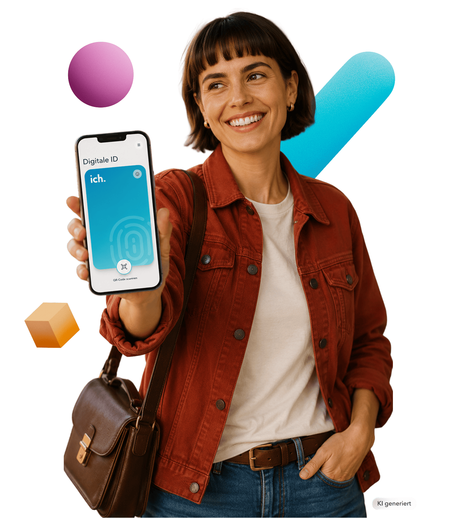 Hero Bild - Frau mit ich.app - AI generated